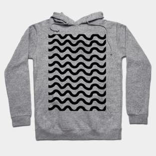 Black horizontal wavy curvy lines pattern Hoodie